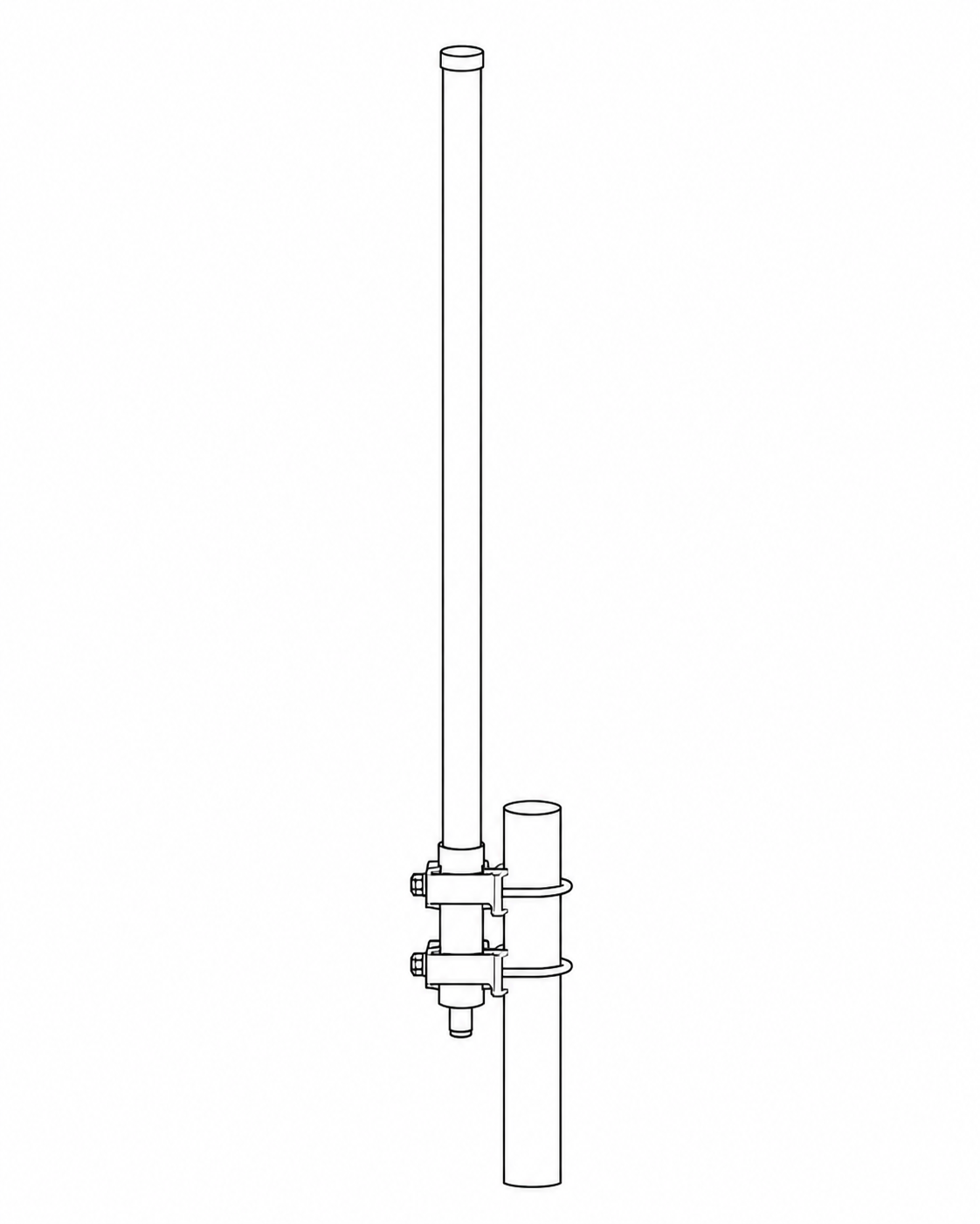 Fasadantenn, 59 cm, inkl. fäste, & adapter N(m)/SMA(f)